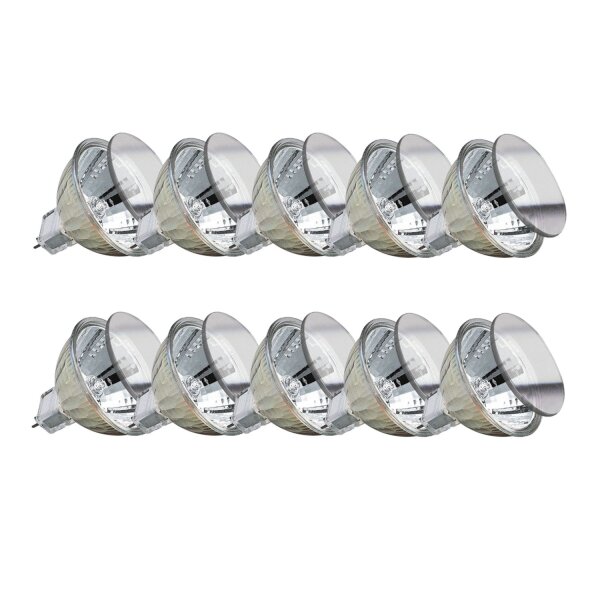 10x  Halogen Leuchtmittel 35W 50mm Silber GU53 GU5,3 Glas 38° 12V