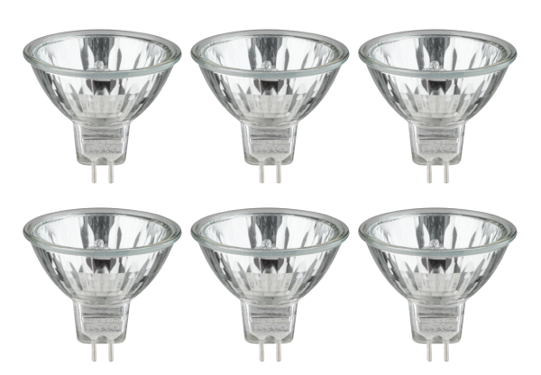 6-er Set Halogen Reflektor Security 35W GU5,3 12V 51mm Silber