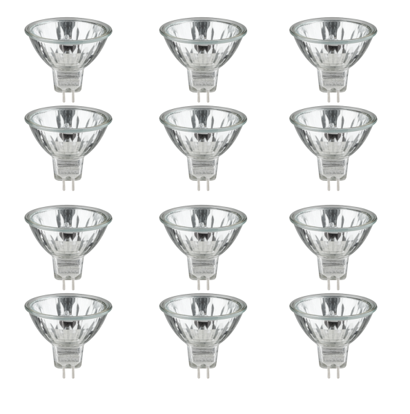 12-er Set Halogen Reflektor Security 35W GU5,3 12V 51mm Silber