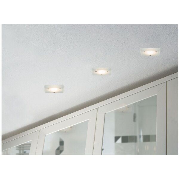 6x 6,5W Einbauleuchten inkl. GU10 LED warmweiss und Fassung IP44 Aqua Mood eckig Glas Satin 230V 425lm ergibt 50W