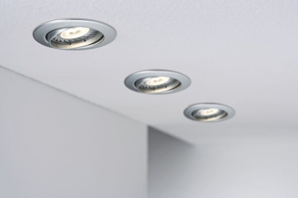 Paulmann Premium Einbauleuchten Set schwenkbar LED 3x3,5W 2700K 230V GU10 51mm Chrom matt/Alu Zink
