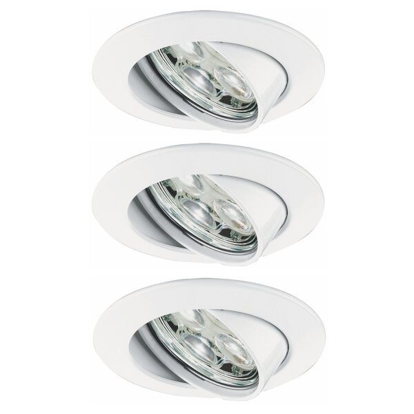 Paulmann Premium Einbauleuchten Set Power Flood LED 3x3W 10VA 230V 83mm Weiß/Alu Zink