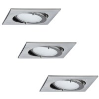 Paulmann Möbel Einbauleuchten Set IP44 Quadro schwenkbar 3x20W 60VA 230/12V G4 Eisen gebürstet/Alu