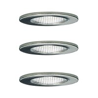 Paulmann Möbel Einbauleuchten Set Schutzglas strukt. 3x20W 70VA 230/12V G4 66mm Chrom/Stahlblech/Glas