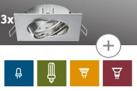 Paulmann 2Easy Premium Einbauleuchten 3er Spot-Set Quadro schwenkbar 51mm Eisen gebürstet