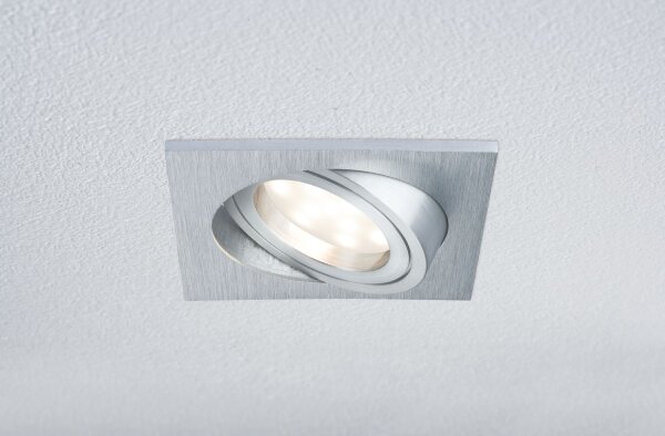 Paulmann Prem Einbauleuchten Set Coin satiniert eckig schwenkbar LED 3x6,8W 2700K 230V 51mm Alu gebürstet/Alu Zink