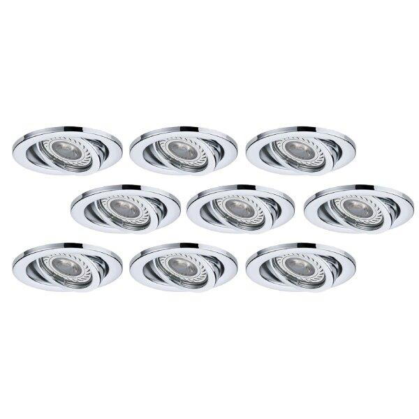 3/6 oder 9-er Set LED Einbaustrahler 3,5W 230V GU10 51mm Chrom/Metall  Warm-Weiss inkl. LED