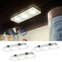 Paulmann Möbel Einbauleuchten Set Fleecy LED eckig 3x3,6W 4000K 9VA 230/12V 150x50mm Satin/Acryl