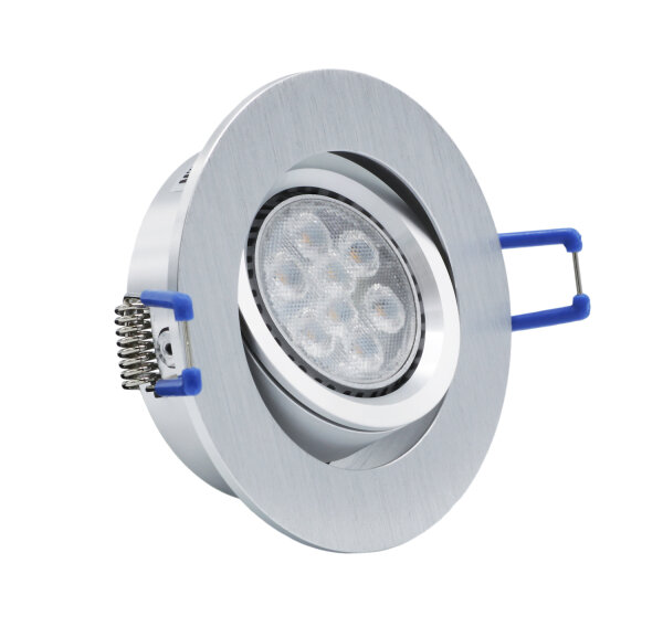 10er Set MILI Einbauleuchtenn Alu gebürstet 8W GU10 2700K Warmweiss 230V 430 lumen