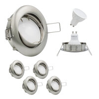 MILI 10er Set Einbauleuchtenn 7W GU10 3000K 230V 520 lumen Eisen gebürstet