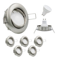 MILI 10er Set Einbauleuchtenn 7W GU10 3000K 230V 520 lumen Eisen gebürstet