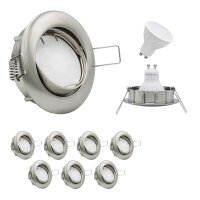 MILI 10er Set Einbauleuchtenn 7W GU10 3000K 230V 520 lumen Eisen gebürstet
