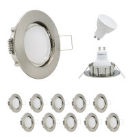 MILI 10er Set Einbauleuchtenn inkl. LED GU10 Leuchmtittel...