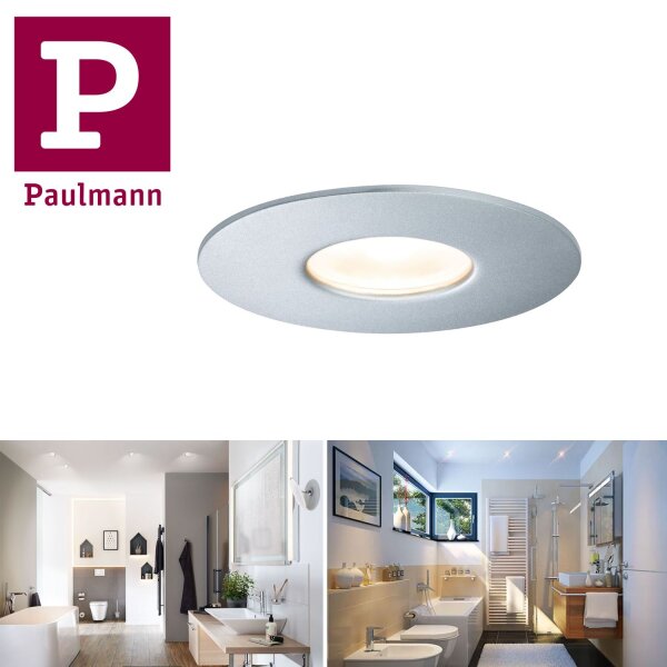 Paulmann Aussenleuchte oder für badezimmer Duschkabine  House Einbauleuchten IP44 ( 600 lumen 3000K ) oder ( 660 lumen 4000K ) 5,3W 230V 55° Silber Metall Acryl