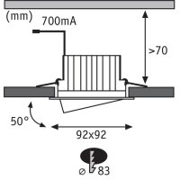 927.49  Paulmann Premium EBL Helia eckig schwb LED 2700K 8,7W 230V/700mA 92x92mm wsalu Alu Acr