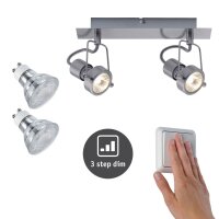 Paulmann Techno II Deckenleuchten  inkl. dimmbare LED Leuchtmittel 3-Stufen dimmbar in Warmweiss je 480 Lumen entspricht 50W Helligkeit, 3Step 100/50/10%
