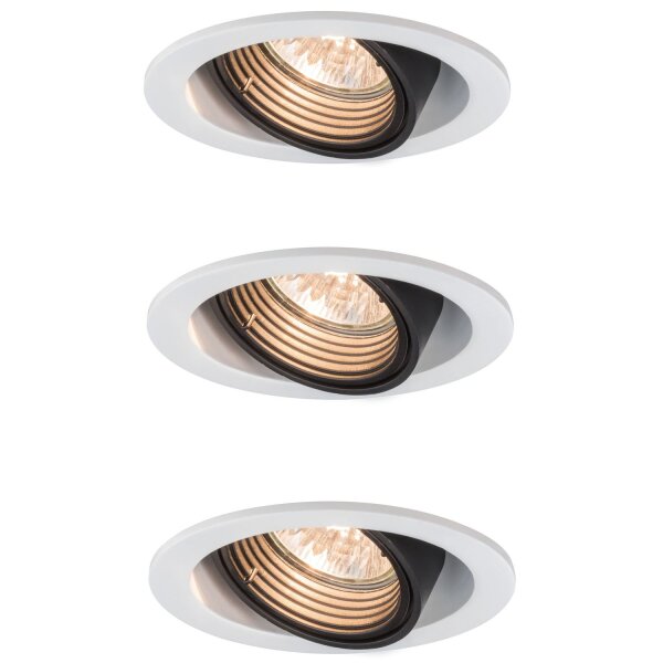 3x  Paulmann Premium Einbauleuchten Daz rund schwenkbar 5W LED 230V GU10 Weiß m./Schw. 926.81.3.LED4000K