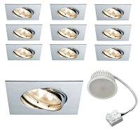 9x 5W Paulmann Einbauleuchten Set Coin Satin eckig...