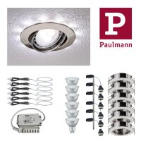 6er Set Einbauleuchtenn Eisen gebürstet kaltweiss 6x 4,5W LED GU10 + 6x1W LED Ring 6400K