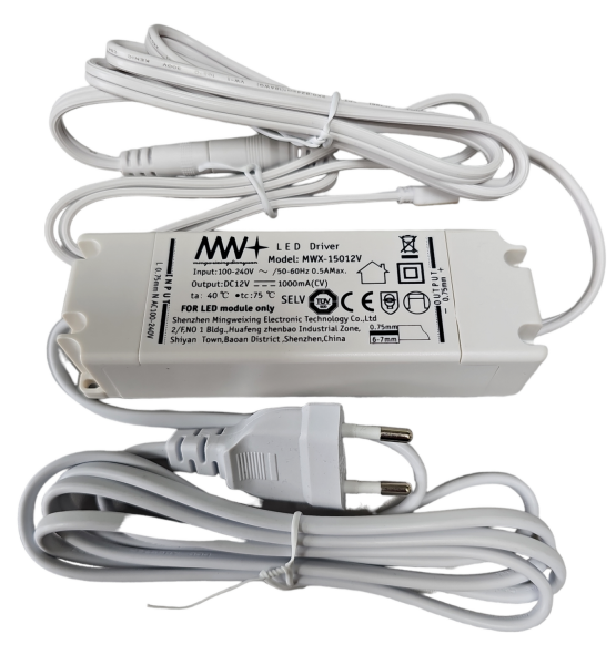 Mili LED Trafo MWX-15012V 12V DC 1000mA  Kunststoff weiß Gleichstrom Driver