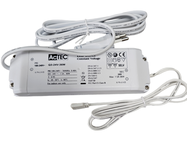 LED Trafo Mili Q3-24V-36W 24V DC 36W  Wechselstrom Driver Weiß