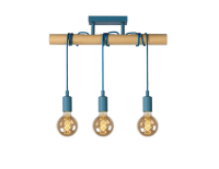 LUCIDE POLA Pendelleuchte 3x E27 Blau / Holz