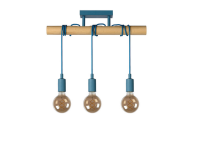 LUCIDE POLA Pendelleuchte 3x E27 Blau / Holz
