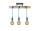 LUCIDE POLA Pendelleuchte 3x E27 Blau / Holz