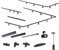 MRail 230V Schienensystem in Schwarz GU10 Spots Komponenten Stangensystem austauschbare LED Leuchtmittel  Schwarz